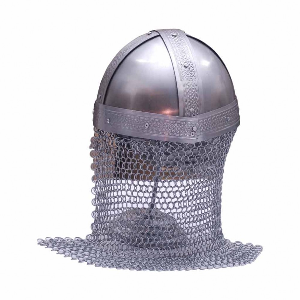 medieval warrior helmet with chain 1